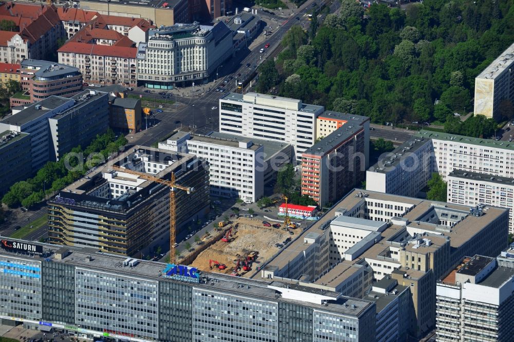 Berlin Mitte from above - View of Construction site for residential new construction PORR AG in Keibelstraße in Berlin Mitte