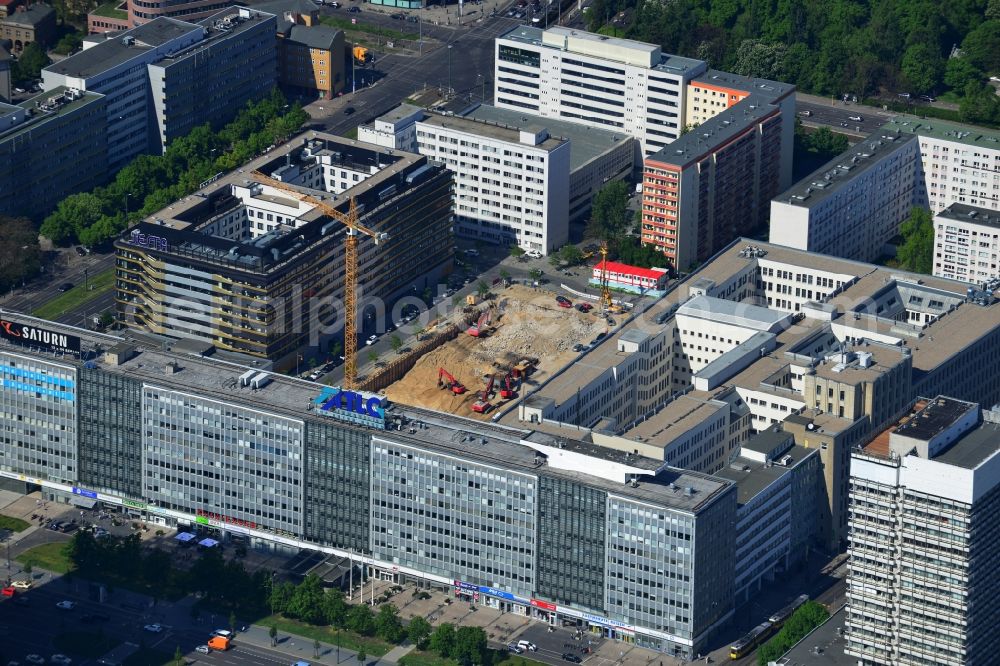 Aerial photograph Berlin Mitte - View of Construction site for residential new construction PORR AG in Keibelstraße in Berlin Mitte