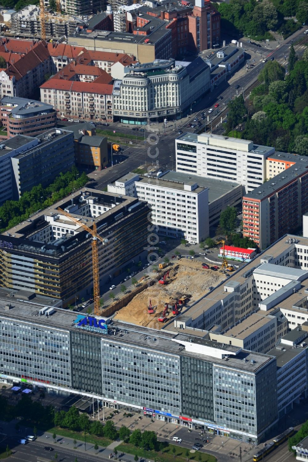 Berlin Mitte from above - View of Construction site for residential new construction PORR AG in Keibelstraße in Berlin Mitte