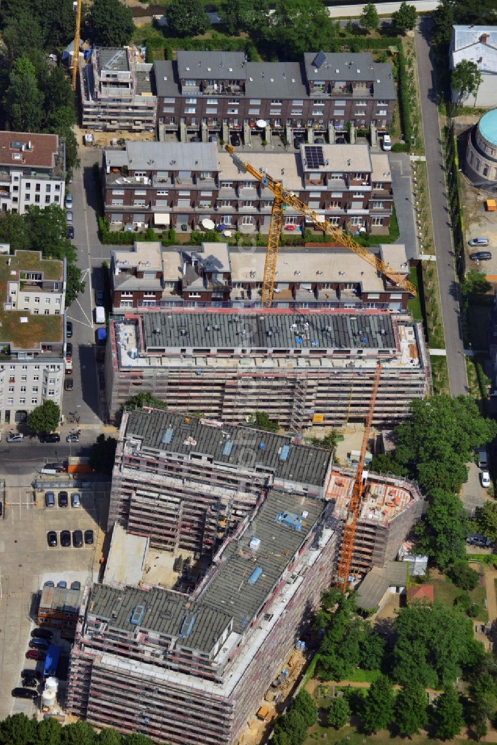 Berlin from above - Construction site for new residential construction on Pankepark in Berlin Mitte