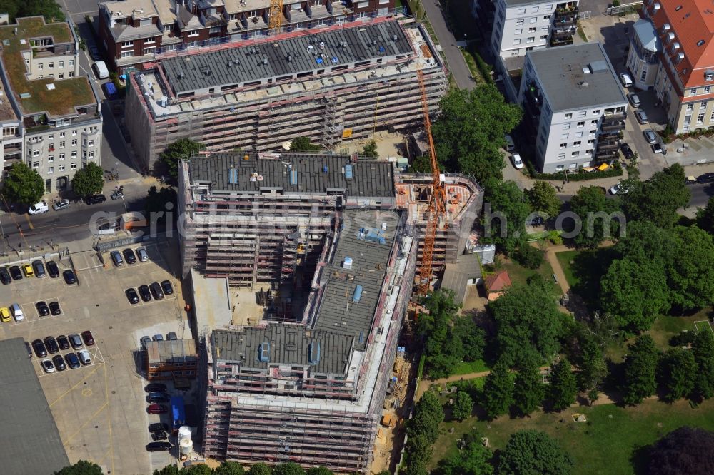 Berlin from the bird's eye view: Construction site for new residential construction on Pankepark in Berlin Mitte