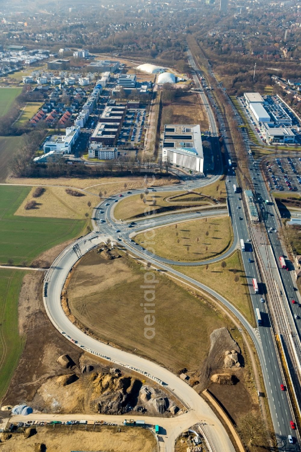 Aerial image Dortmund - Construction site for the renewal and rehabilitation of the road Am Gottesacker in the district Aplerbeck in Dortmund in the state North Rhine-Westphalia