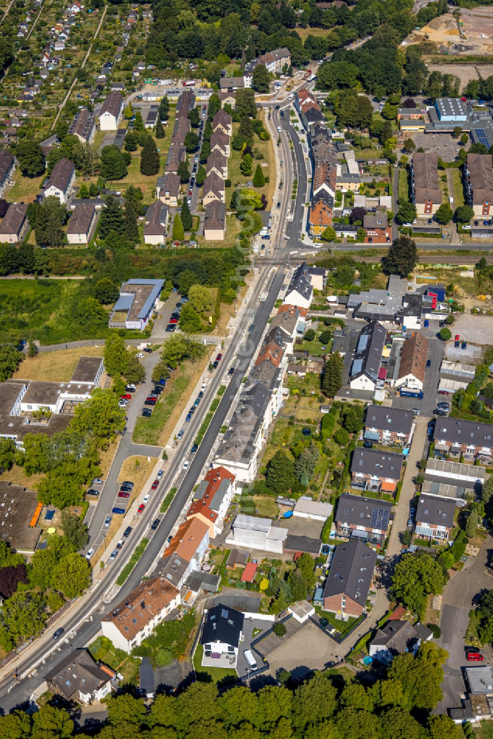 Aerial image Witten - Construction site for the renewal and rehabilitation of the road Pferdebachstrasse in Witten at Ruhrgebiet in the state North Rhine-Westphalia, Germany