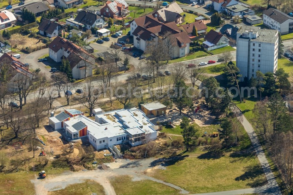 Aerial photograph Bad Arolsen - New construction site for the construction of a kindergarten building and Nursery school of Staedt. Kindergarten in Bad Arolsen in the state Hesse, Germany