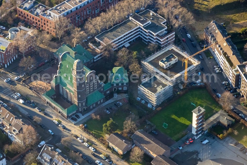 Düsseldorf from the bird's eye view: New construction site for the construction of a kindergarten building and Nursery school on Wettinerstrasse in Duesseldorf in the state North Rhine-Westphalia, Germany