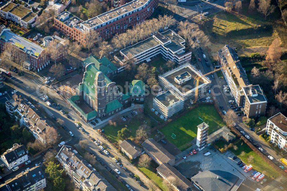 Aerial image Düsseldorf - New construction site for the construction of a kindergarten building and Nursery school on Wettinerstrasse in Duesseldorf in the state North Rhine-Westphalia, Germany