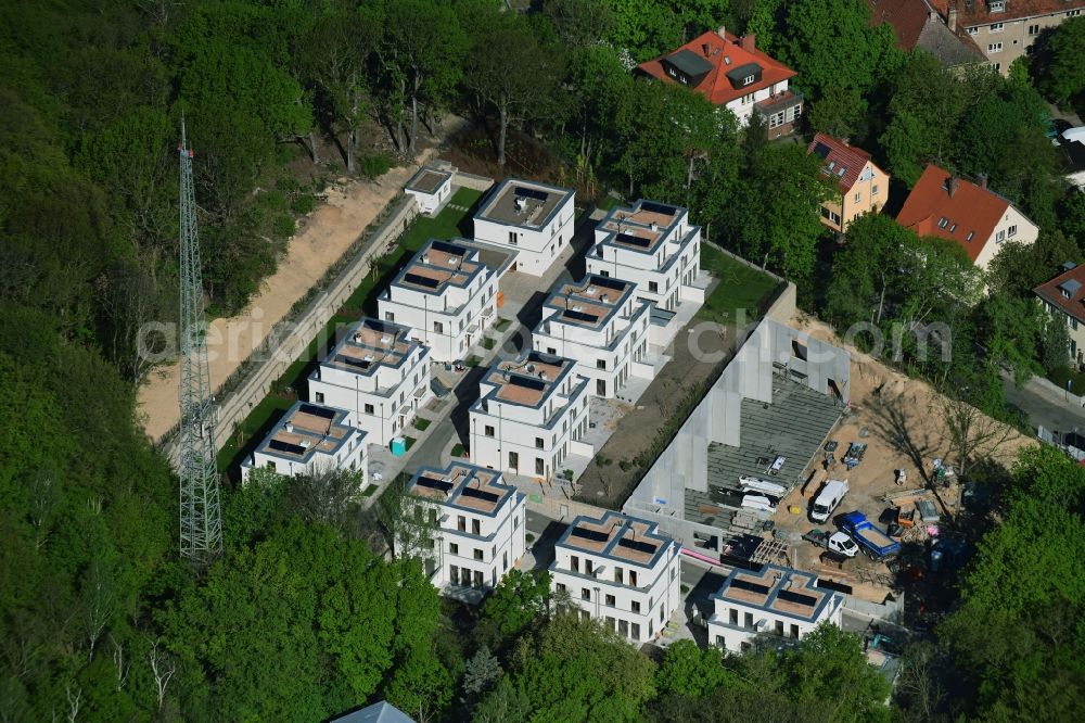 Potsdam from the bird's eye view: New construction site for the construction of a kindergarten building and Nursery school Albert-Einstein-Strasse corner Am Havelblick in Potsdam in the state Brandenburg, Germany