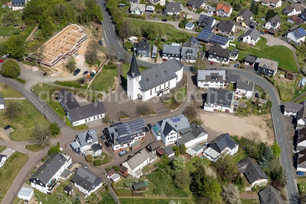 Irmgarteichen from above - New construction site for the construction of a ursery school St. Caecilia in Irmgarteichen in the state North Rhine-Westphalia, Germany