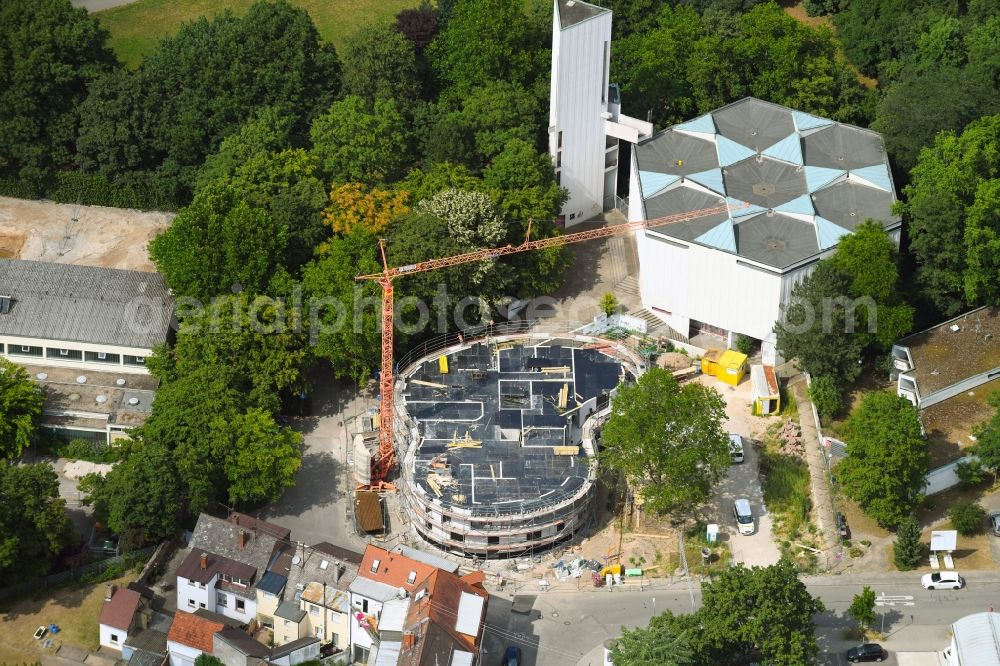 Aerial image Karlsruhe - New construction site for the construction of a kindergarten building and Nursery school Kindergarten St. Johannes on Ellmendinger Strasse in Karlsruhe in the state Baden-Wurttemberg, Germany