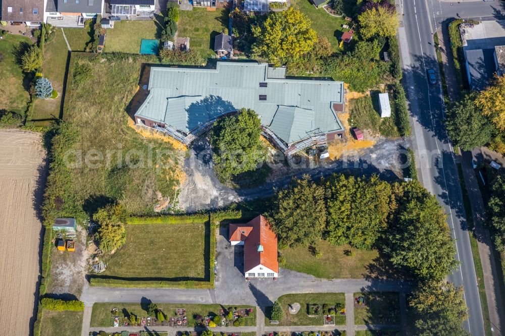 Aerial image Opherdicke - New construction site for the construction of a kindergarten building and Nursery school on Unnaer Strasse in Opherdicke in the state North Rhine-Westphalia, Germany