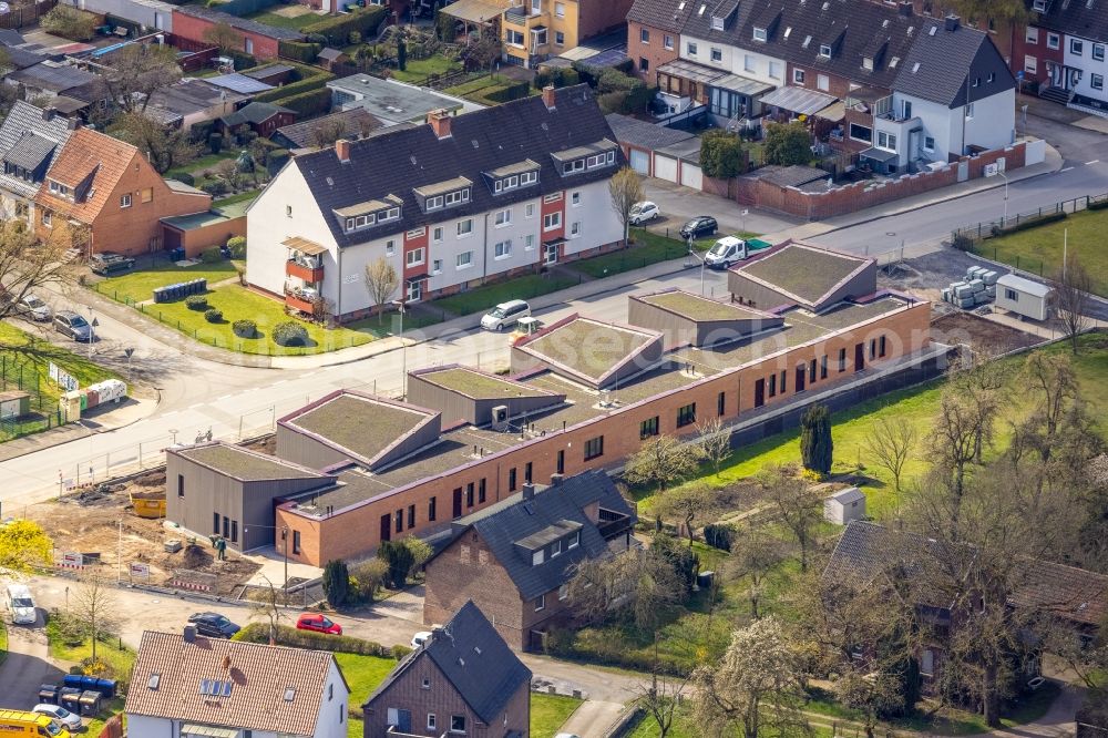 Hamm from above - New construction site for the construction of a kindergarten building and Nursery school on Grosser Sandweg in the district Heessen in Hamm at Ruhrgebiet in the state North Rhine-Westphalia, Germany