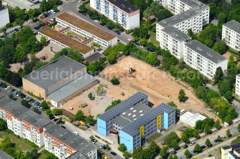 Schwerin from above - New construction site for the construction of a kindergarten building and Nursery school on Friedrich-Engels-Strasse - Robert-Havemann-Strasse in Schwerin in the state Mecklenburg - Western Pomerania, Germany