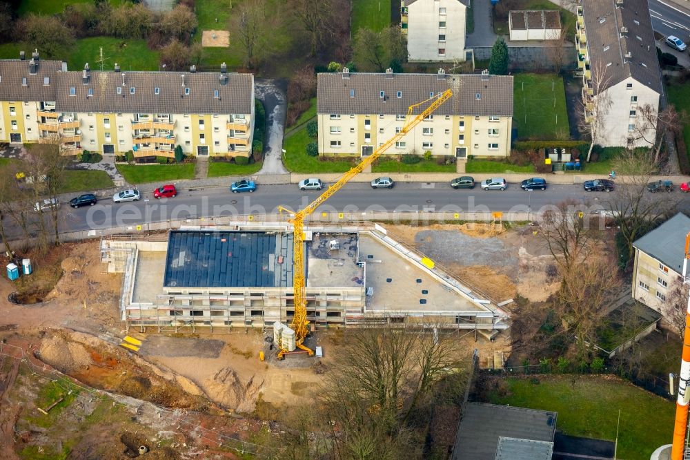 Velbert from above - New construction site for the construction of a kindergarten building and Nursery school Kastanienallee in Velbert in the state North Rhine-Westphalia, Germany