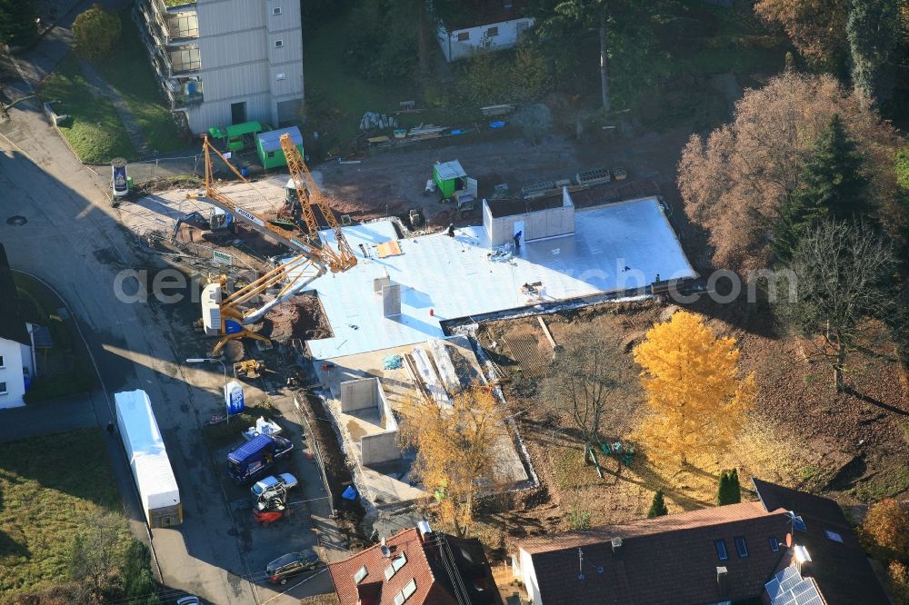 Aerial image Wehr - New construction site for the construction of a kindergarten building in Wehr in the state Baden-Wurttemberg, Germany