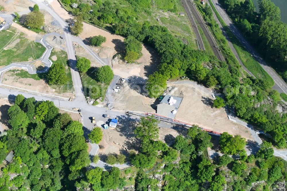 Aerial image St. Goarshausen - Building site for the construction and layout of a new park with paths and green areas in St. Goarshausen in the state Rhineland-Palatinate, Germany