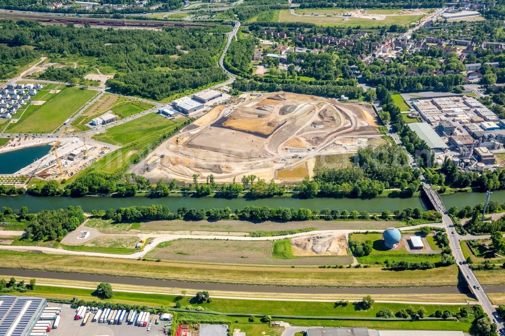 Gelsenkirchen from above - Building site for the construction and layout of a new park with paths and green areas in Gelsenkirchen in the state North Rhine-Westphalia, Germany