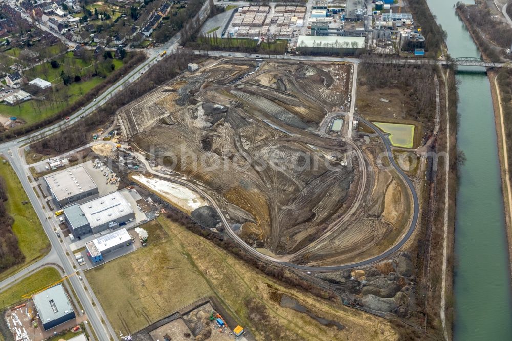 Aerial photograph Gelsenkirchen - Building site for the construction and layout of a new park with paths and green areas in Gelsenkirchen in the state North Rhine-Westphalia, Germany