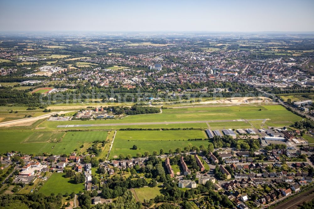 Hamm from above - Building site for the construction and layout of a new park with paths and green areas of Erlebnisraum Lippeaue along the Lippe in Hamm in the state North Rhine-Westphalia, Germany