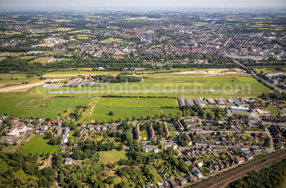 Aerial photograph Hamm - Building site for the construction and layout of a new park with paths and green areas of Erlebnisraum Lippeaue along the Lippe in Hamm in the state North Rhine-Westphalia, Germany