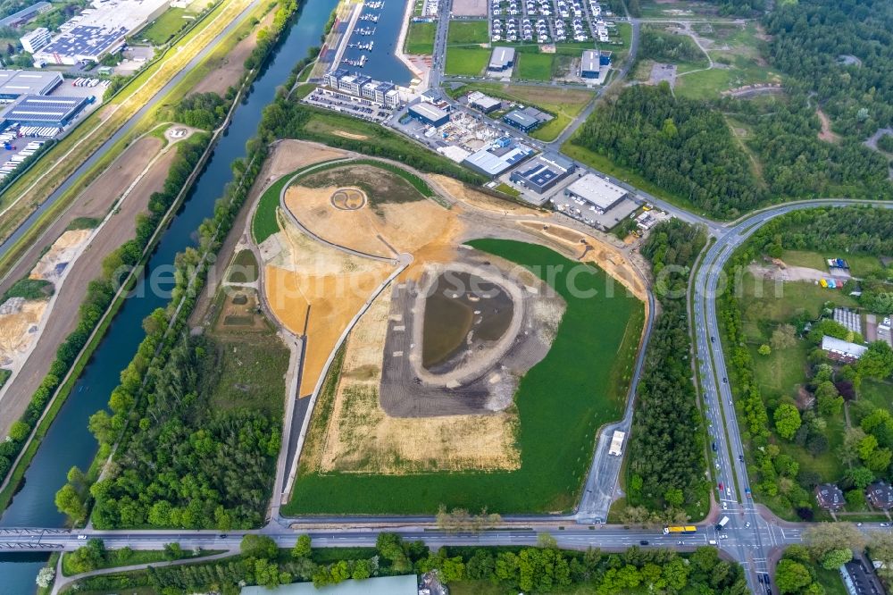 Aerial image Gelsenkirchen - Building site for the construction and layout of a new park with paths and green areas in Gelsenkirchen at Ruhrgebiet in the state North Rhine-Westphalia, Germany