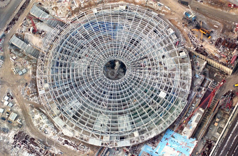 Berlin from the bird's eye view: Construction site of the velodrome at the Landsberger Allee by the OSB Sportstättenbauten