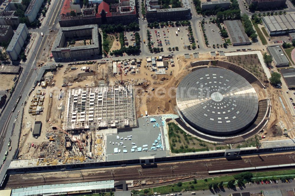 Berlin from above - Construction site of the velodrome at the Landsberger Allee by the OSB Sportstättenbauten