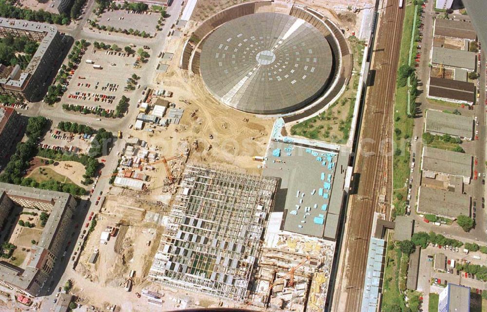 Berlin from the bird's eye view: Construction site of the velodrome at the Landsberger Allee by the OSB Sportstättenbauten