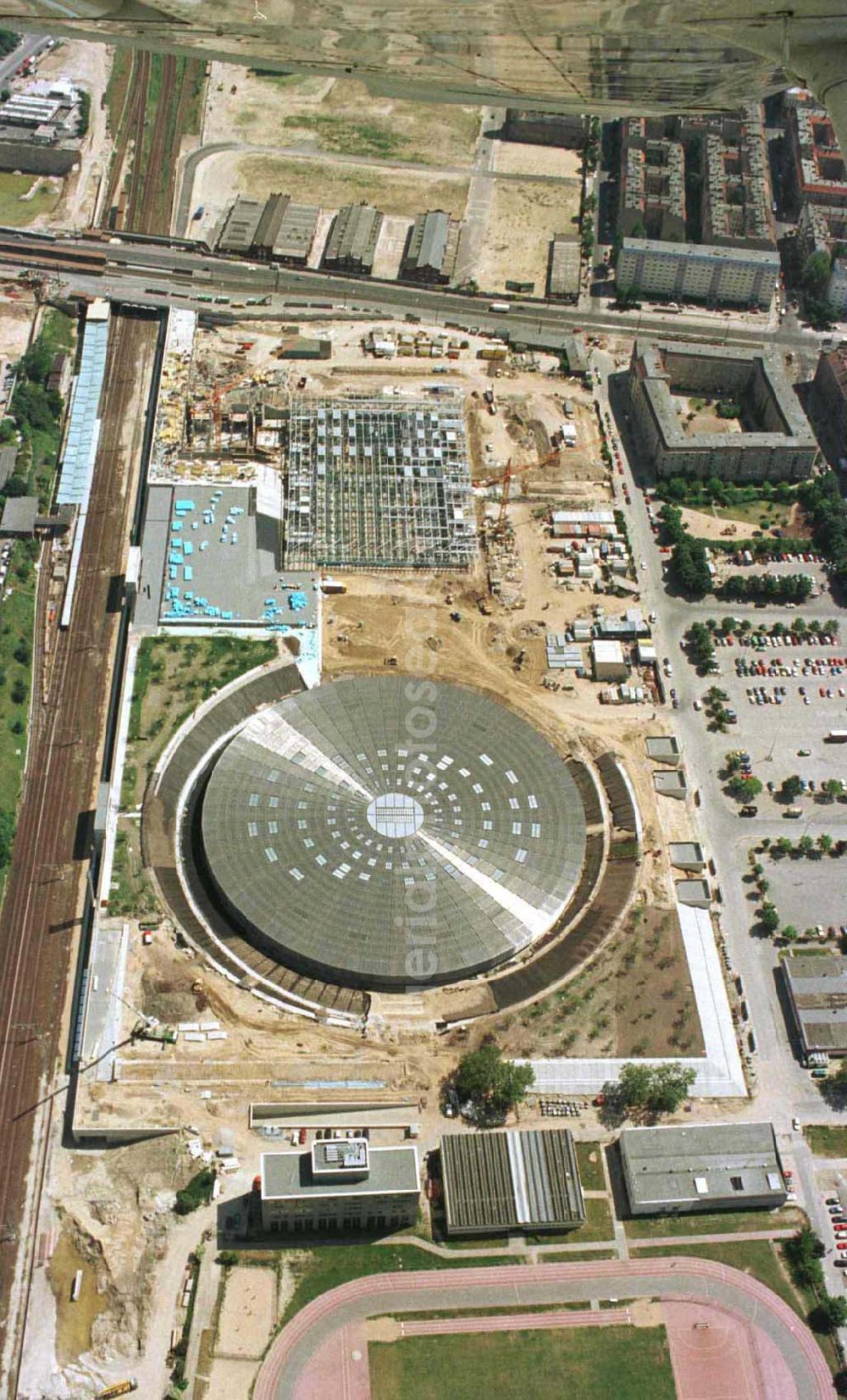 Aerial photograph Berlin - Construction site of the velodrome at the Landsberger Allee by the OSB Sportstättenbauten