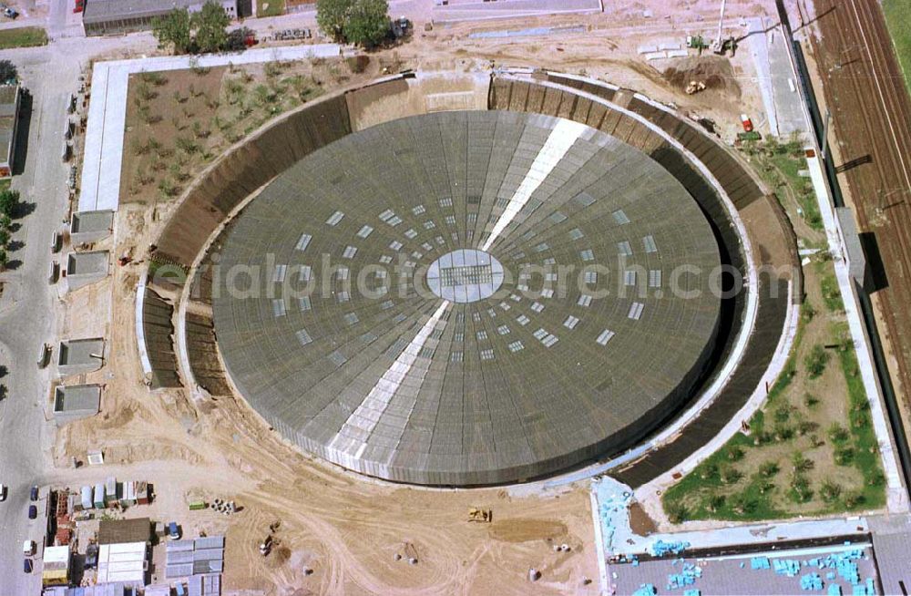 Berlin from above - Construction site of the velodrome at the Landsberger Allee by the OSB Sportstättenbauten