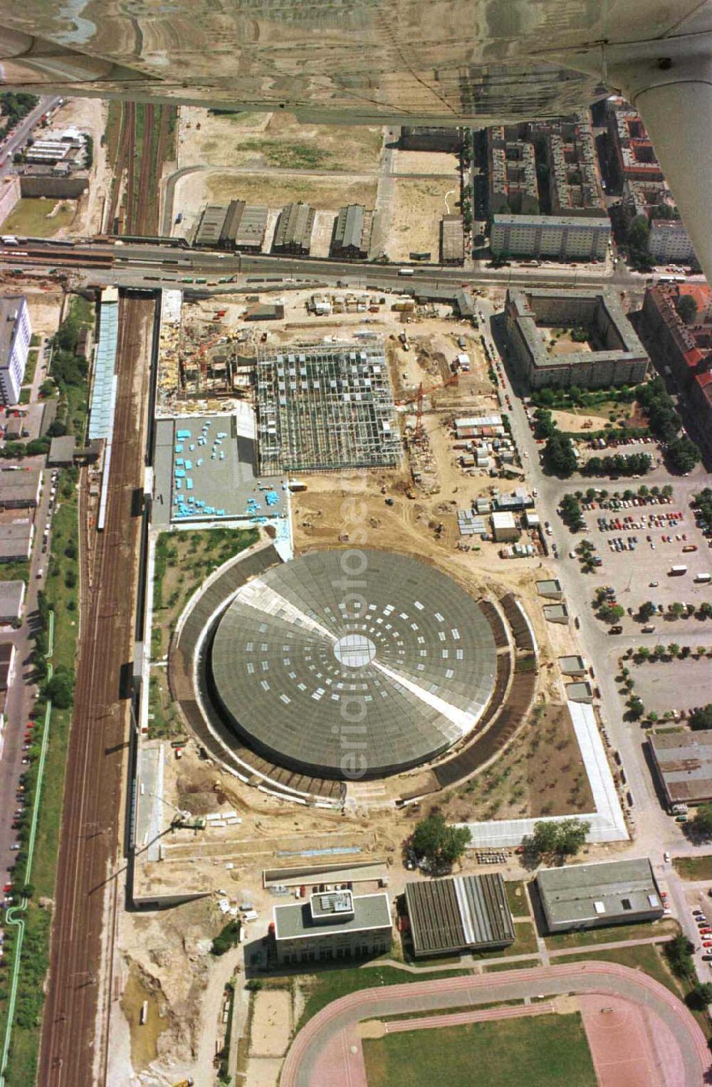 Aerial image Berlin - Construction site of the velodrome at the Landsberger Allee by the OSB Sportstättenbauten