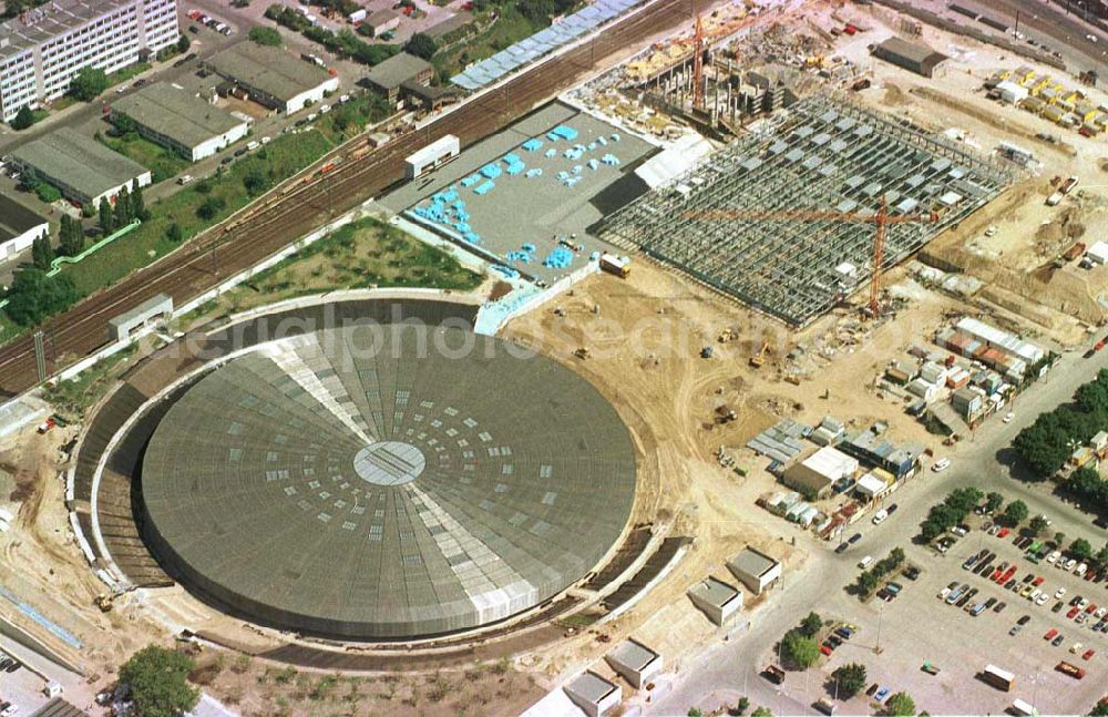 Berlin from above - Construction site of the velodrome at the Landsberger Allee by the OSB Sportstättenbauten