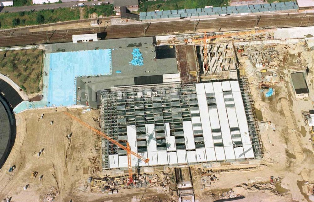 Berlin from above - Construction site of the velodrome at the Landsberger Allee by the OSB Sportstättenbauten