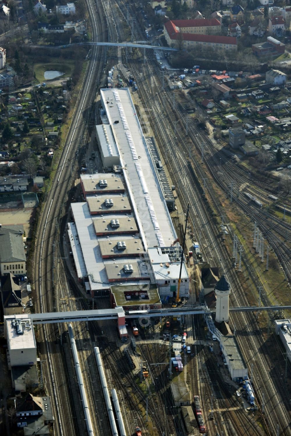 Aerial photograph Berlin - Building site for the expansion of the depot of Rummelsburg in the district Treptow-Koepenick in Berlin