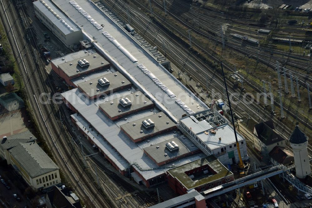 Aerial image Berlin - Building site for the expansion of the depot of Rummelsburg in the district Treptow-Koepenick in Berlin