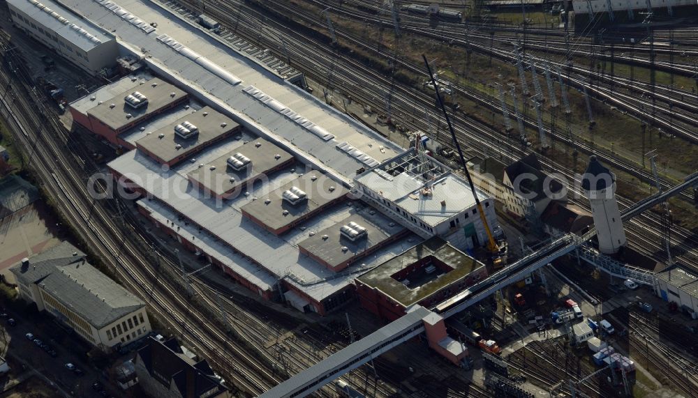 Berlin from above - Building site for the expansion of the depot of Rummelsburg in the district Treptow-Koepenick in Berlin