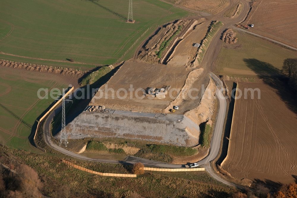 Aerial image Velbert - Earthworks and excavation at the site for the expansion of the Federal Strassee 224 to the A40 motorway in Velbert in North Rhine-Westphalia