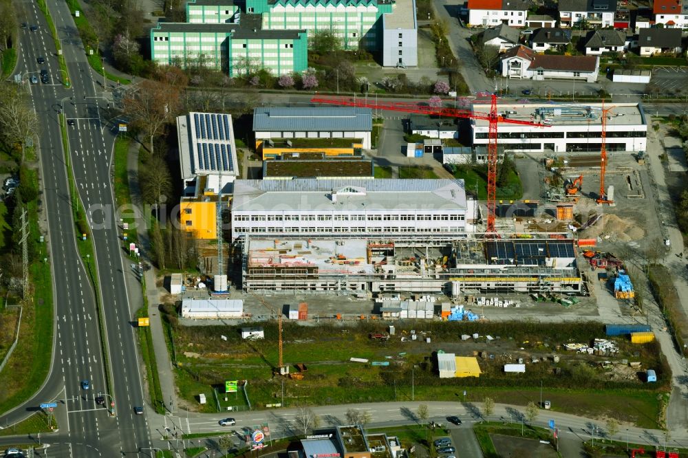 Aerial image Bensheim - Construction site for the conversion and extension and renovation of the school building of the Karl Kuebel School in Bensheim in the state of Hesse, Germany