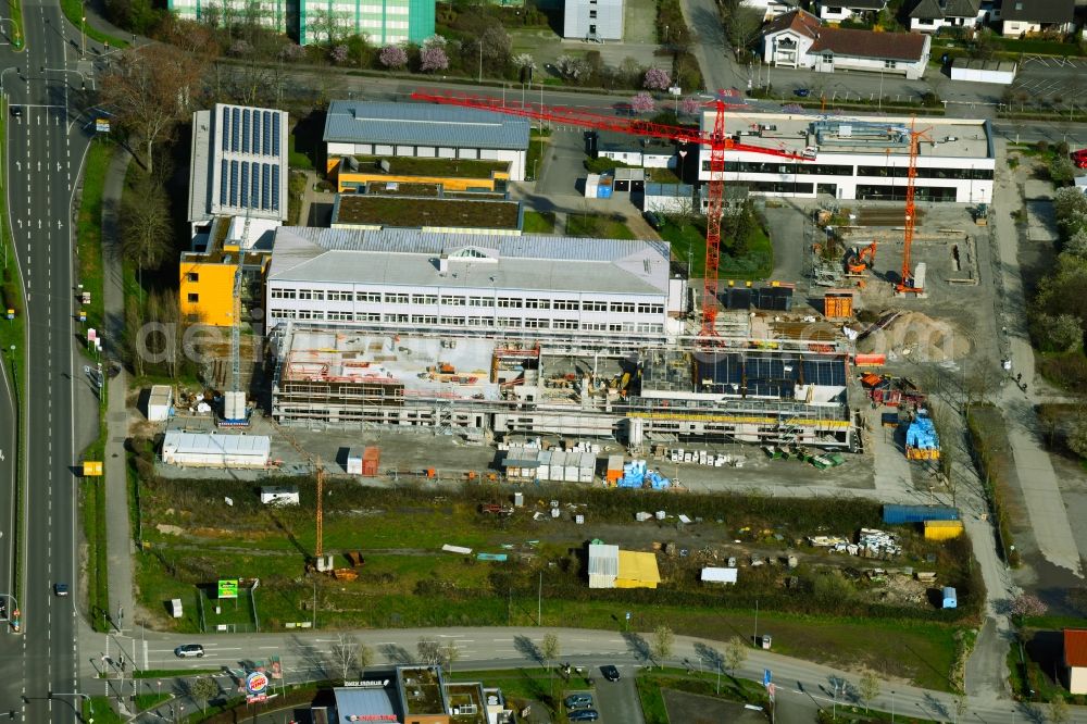 Aerial photograph Bensheim - Construction site for the conversion and extension and renovation of the school building of the Karl Kuebel School in Bensheim in the state of Hesse, Germany