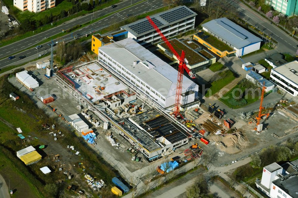 Aerial image Bensheim - Construction site for the conversion and extension and renovation of the school building of the Karl Kuebel School in Bensheim in the state of Hesse, Germany