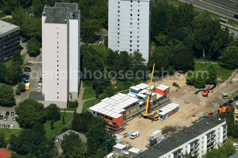 Potsdam from above - New construction site - extension of the school building Grundschule on Humboldtring in the district Innenstadt in Potsdam in the state Brandenburg, Germany