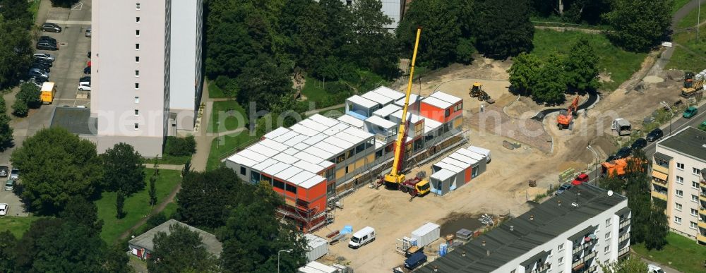 Potsdam from above - New construction site - extension of the school building Grundschule on Humboldtring in the district Innenstadt in Potsdam in the state Brandenburg, Germany