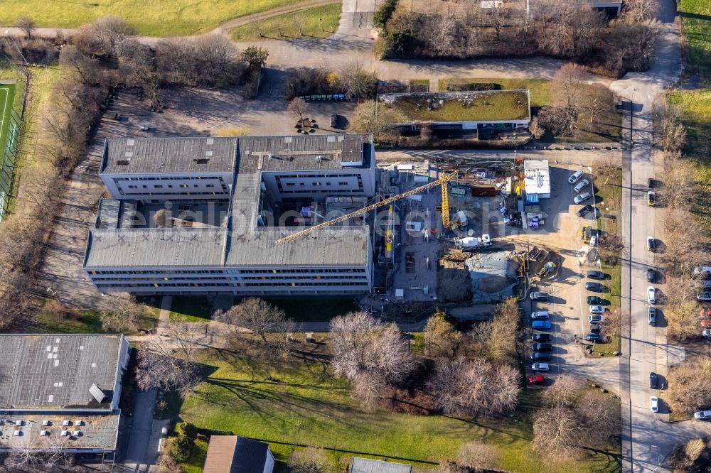 Aerial photograph Hagen - New construction site of the school building des THG - Theodor-Heuss-Gymnasium on Humpertstrasse in the district Hagen-Mitte in Hagen at Ruhrgebiet in the state North Rhine-Westphalia, Germany