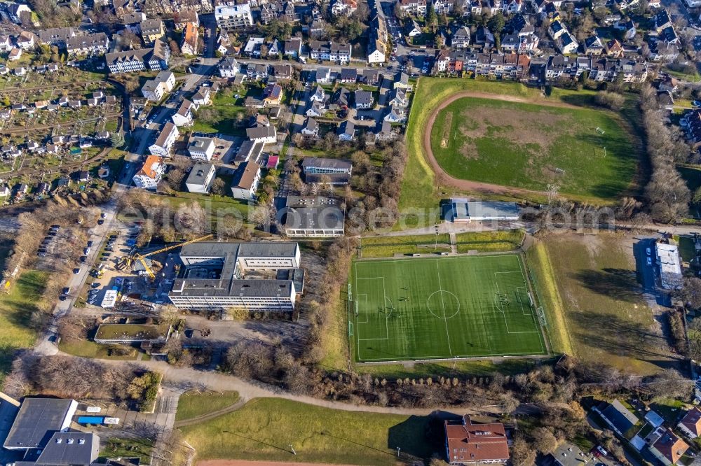 Hagen from the bird's eye view: New construction site of the school building des THG - Theodor-Heuss-Gymnasium on Humpertstrasse in the district Hagen-Mitte in Hagen at Ruhrgebiet in the state North Rhine-Westphalia, Germany