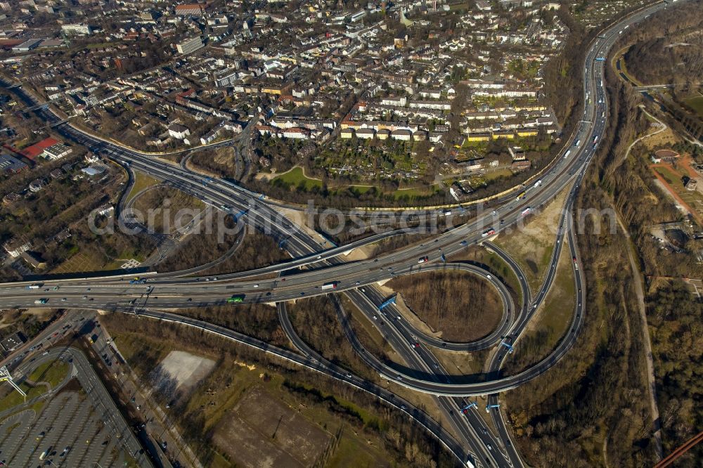 Aerial photograph Duisburg - Construction to extend the traffic flow at the intersection of the A42 and A59 motorway Duisburg-Nord in North Rhine-Westphalia