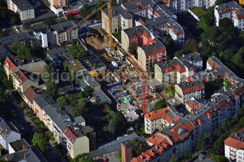 Aerial image Berlin Steglitz - Construction site development gap and residential new construction of Steglitzer courtyards at the Albrecht Strasse in Berlin