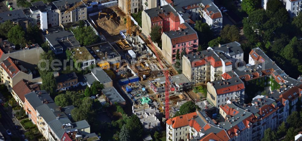 Aerial photograph Berlin Steglitz - Construction site development gap and residential new construction of Steglitzer courtyards at the Albrecht Strasse in Berlin