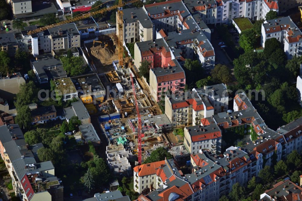 Aerial image Berlin Steglitz - Construction site development gap and residential new construction of Steglitzer courtyards at the Albrecht Strasse in Berlin