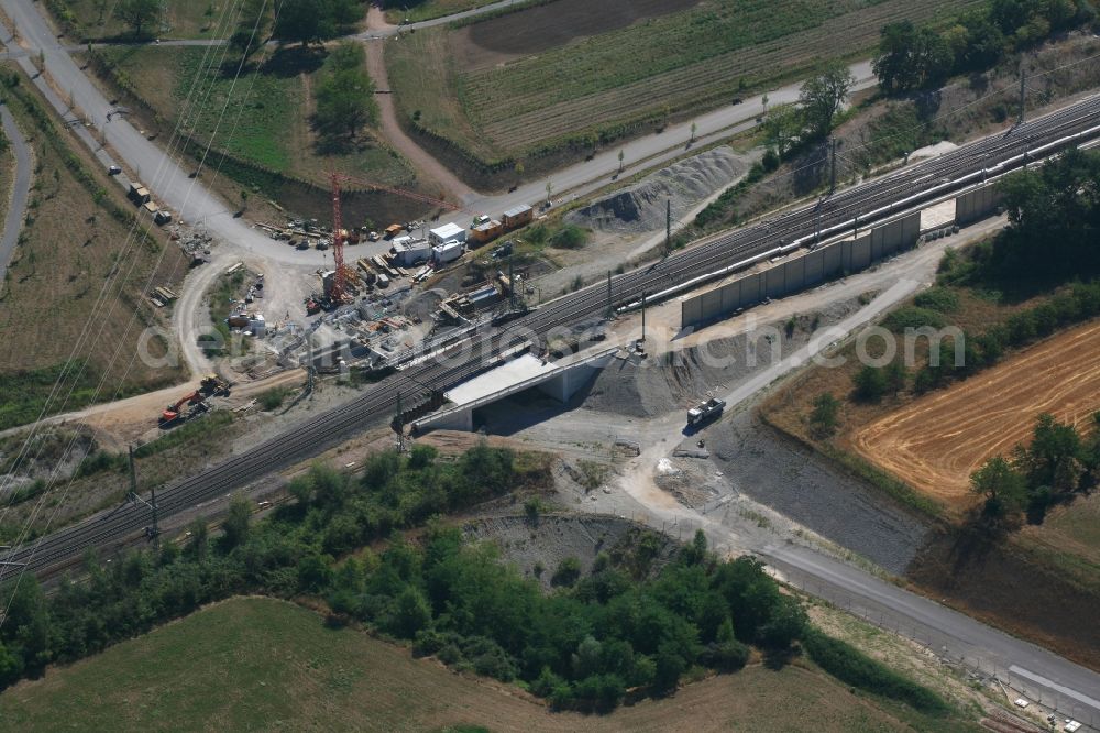 Aerial image Weil am Rhein - New construction and renovation of the railway bridge building at the train tracks in the district Haltingen in Weil am Rhein in the state Baden-Wurttemberg, Germany