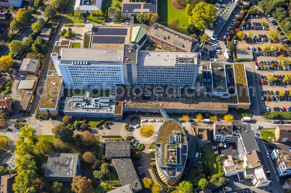 Aerial image Lünen - Construction site for the renovation of a building on the clinic premises of the hospital St. Marien Hospital on street Altstadtstrasse in Luenen at Ruhrgebiet in the state North Rhine-Westphalia, Germany