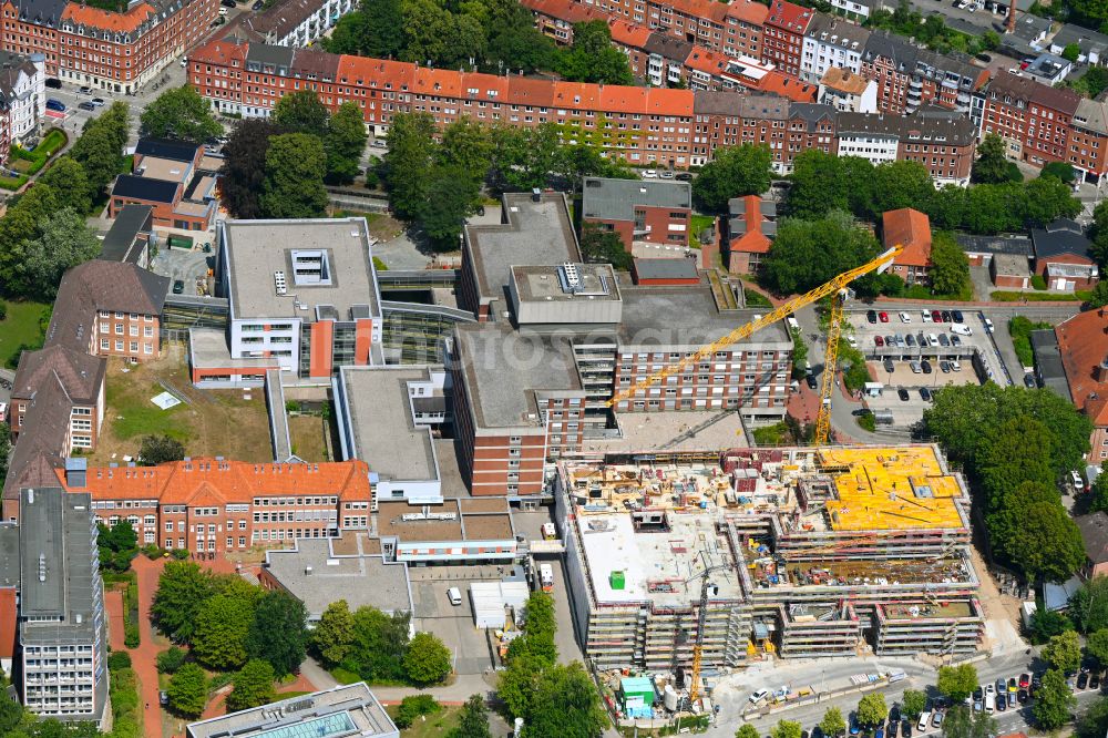Aerial image Kiel - Construction site for the renovation of a building on the clinic premises of the hospital Staedtisches Krankenhaus on street Chemnitzstrasse in the district Schreventeich in Kiel in the state Schleswig-Holstein, Germany